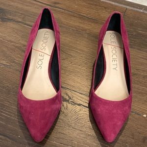 Sole Society Desi Dark Pink Suede Kitten Heel 8.5 NWOB